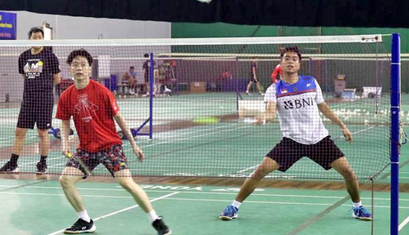 Sesi latihan Kevin Sanjaya/Rahmat Hidayat. Foto : Ist