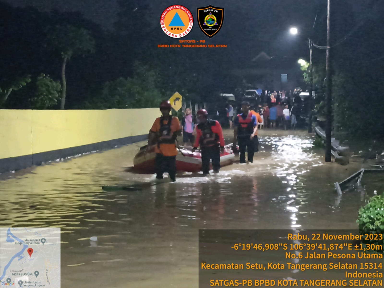 Perumahan Pesona Serpong Kebanjiran, Imbas Air Sungai Cisadane Meluap Foto : Dok BPBD Tangsel