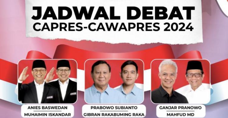 Debat Capres-Cawapres 2024 Berlangsung 5 Kali, Semua Dilaksanakan di Jakarta Foto : Ist