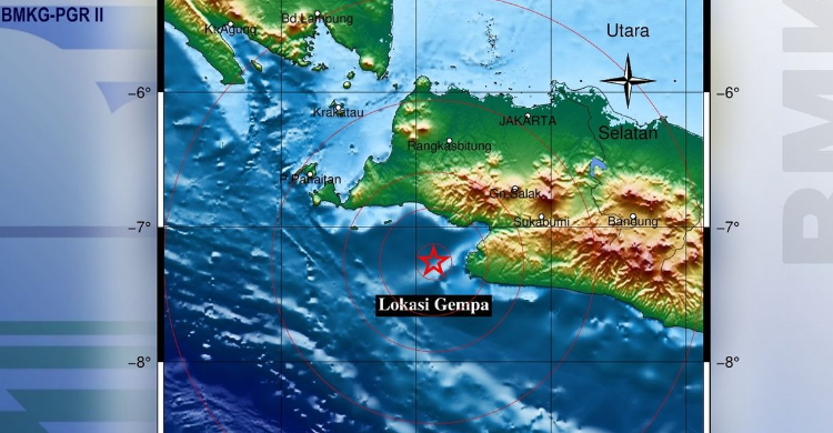 Gempa M4,9 Getarkan Bayah, Banten, Kedalaman 15 Km Foto : Ist