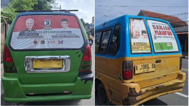 Sopir Angkot di Serang Pasang Stiker Ganjar-Mahfud, Mengaku Dibayar Rp 100 Ribu Foto : Ist