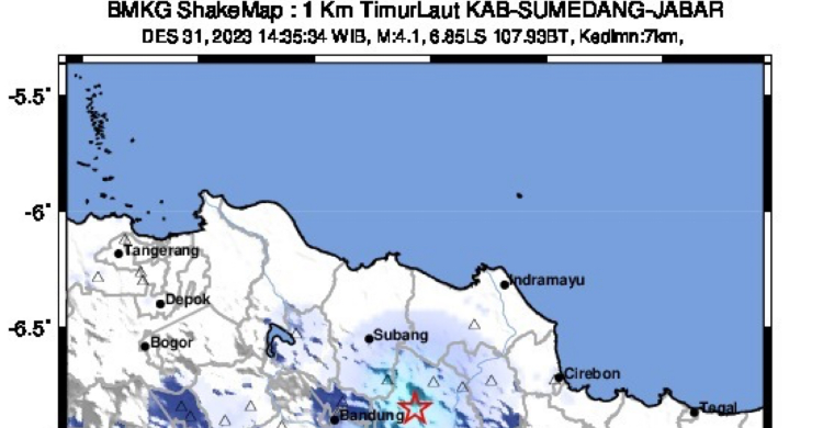 Sumedang Diguncang Gempa M4.1, Getaran Terasa Hingga Kota Bandung Foto : Ist