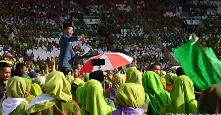 Presiden Jokowi pada acara NU di GBK. Foto : Ist