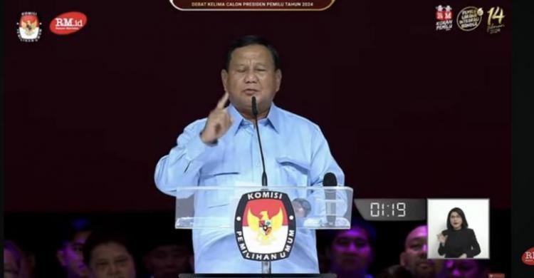 Janji Prabowo Di Debat Capres: Akan Bangun 3 Juta Rumah Hingga Mengirim 10 Ribu Lulusan SMA Ke LN Foto : Ist