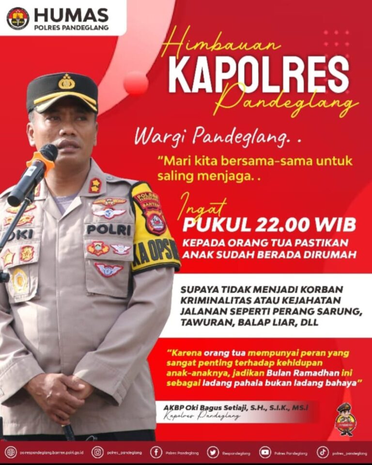 Kapolres Pandeglang Imbau Orang Tua Awasi Anaknya Selama Ramadan Foto : Ist