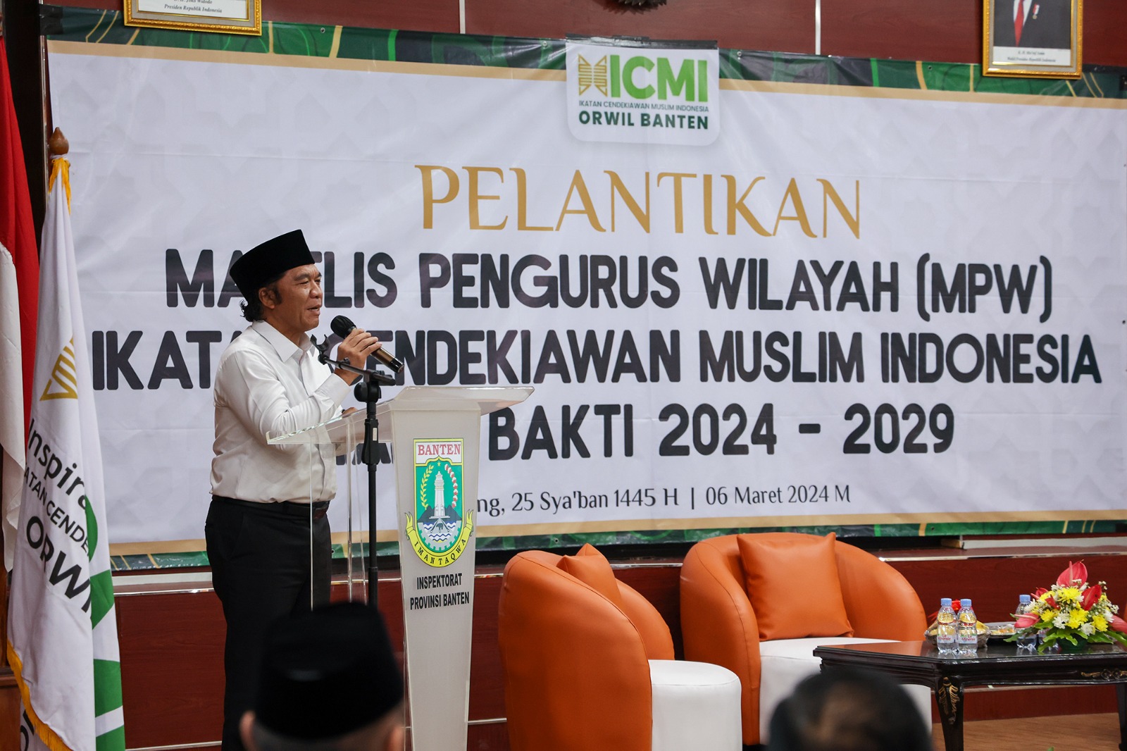 Pj Gubernur Al Muktabar Hadiri Pelantikan MPW ICMI Banten 2024-2029 Foto : Humas Pemprov