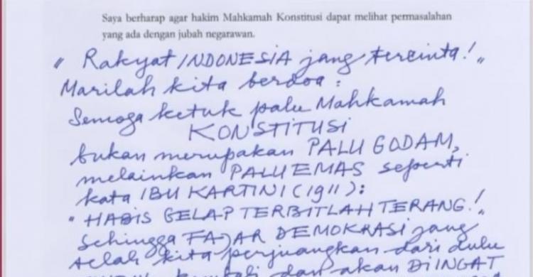 Nasib Surat Mega Di MK Dibaca Atau Tidak, Terserah Hakim... Foto : Ist