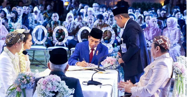 Presiden Jokowi Dan Wapres Maruf Amin Jadi Saksi Pernikahan Putri Ketua MPR Bamsoet Foto : Ist
