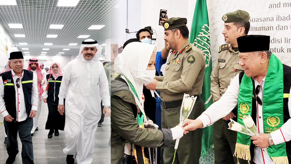 Jemaah Haji Indonesia Tiba Di Arab Saudi, Disambut Karpet Ungu Dan Sekuntum Mawar Foto : Ujang Subda/Tangsel Pos