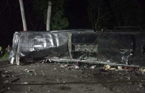 Kecelakaan Maut Bus Terguling Di Ciater Subang, 11 Orang Jadi Korban Foto : Ist