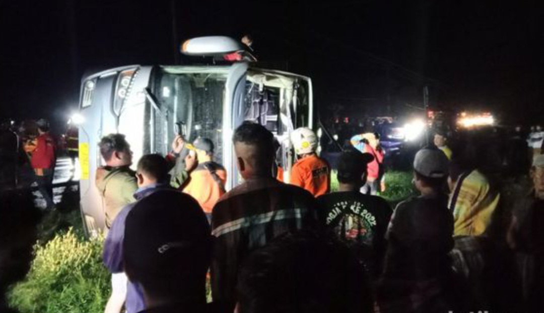 Penyebab Kecelakaan Maut Bus SMK Di Ciater, Diduga Rem Blong Foto : Ist