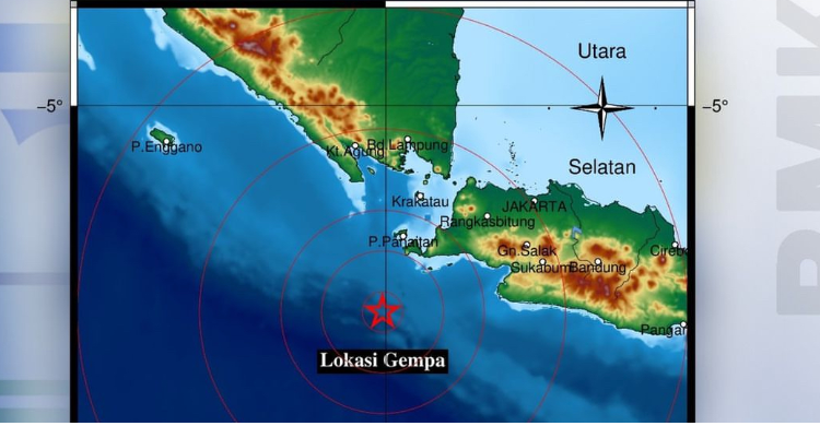 Gempa M4,9 Guncang Wilayah Sumur Banten, Kedalaman 26 Km Foto : Ist