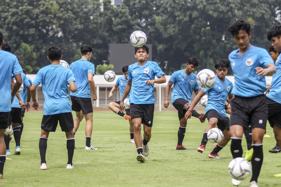 Hadapi Timor Leste, Indonesia Siap Mencetak Banyak Gol Timnas PSSI U-19 saat jalani sesi latihan. Foto : Ist