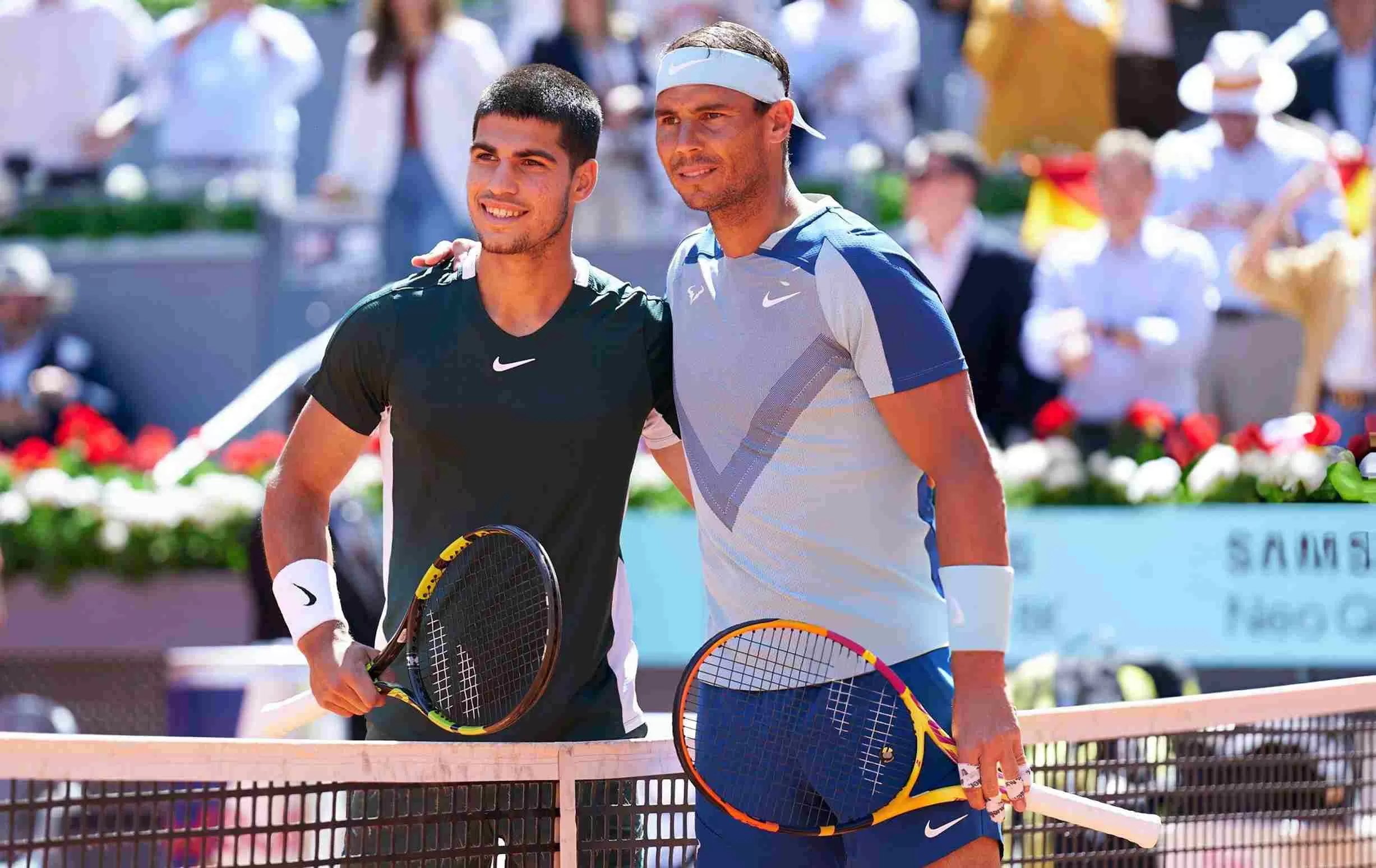 Juara Grand Slam Wimbledon 2024, Alcaraz Penerus Rafael Nafal Dua petinis Spanyol, Rafael Nadal (kanan) dan Carlos Alcaraz (kiri). Foto : Ist AlFoto : Ist