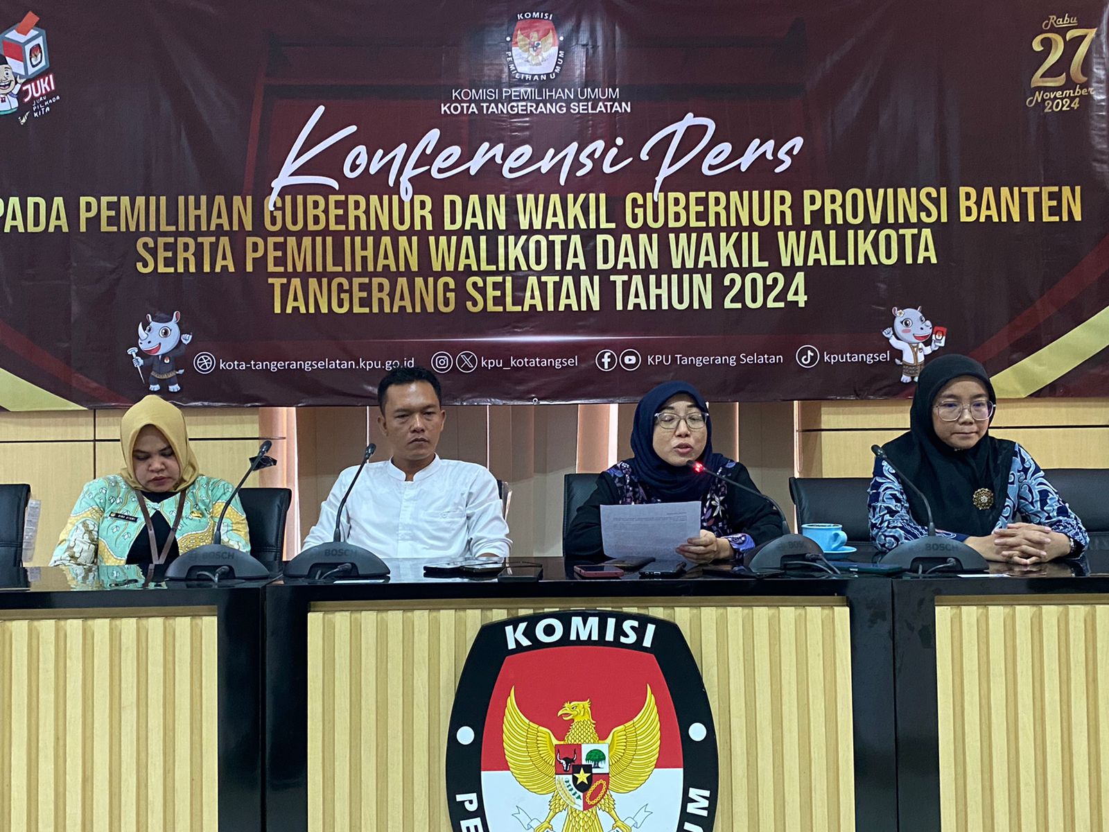 Sementara, Pemilih Disabilitas Di Tangsel Ada 2.128 Orang KPU Tangsel saat memaparkan tahapan menuju pelaksanaan Pilkada 2024.(dra)