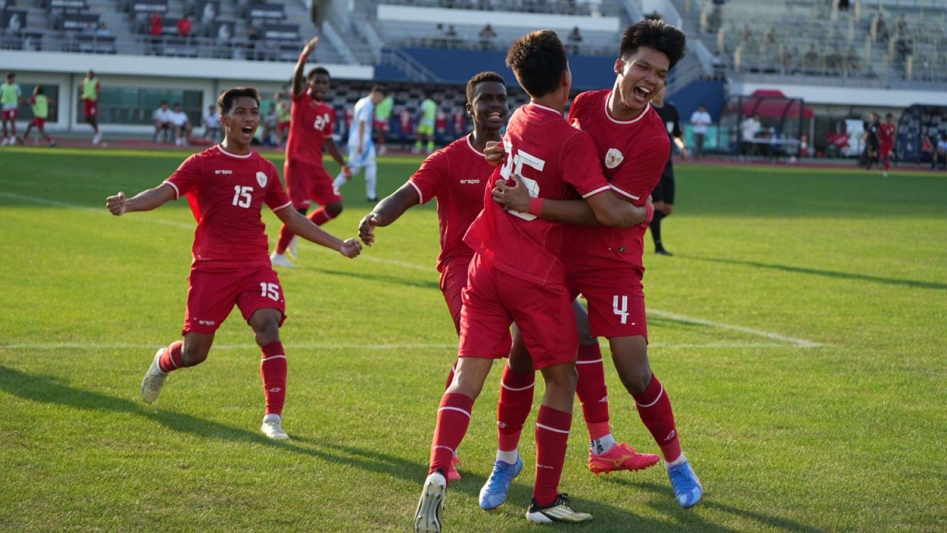 Kualifikasi Piala Asia U-20 2025, Indonesia Gilas Maladewa 4-0 Selebrasi Timnas. Foto : Ist