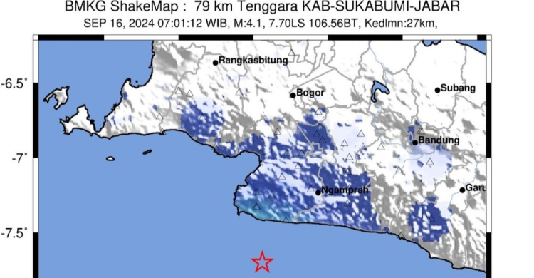 Sukabumi Diguncang Gempa M4.1, Dipicu Aktivitas Sesar Aktif Dasar Laut Foto : Ist