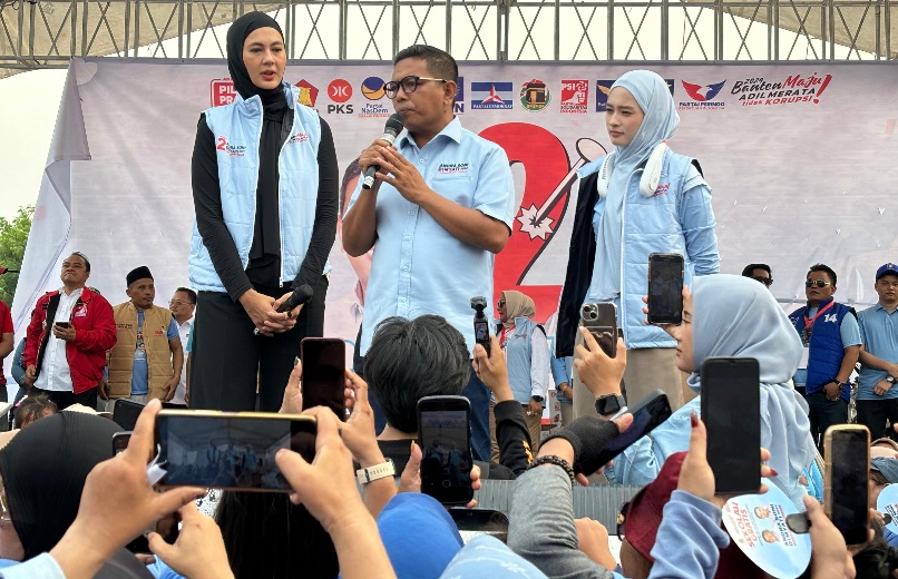 Andra Soni Hadiri Senam Bersama Gemoy di Taman Tekno, Beberkan Pesan dari Pak Prabowo Foto : Mg.ABI