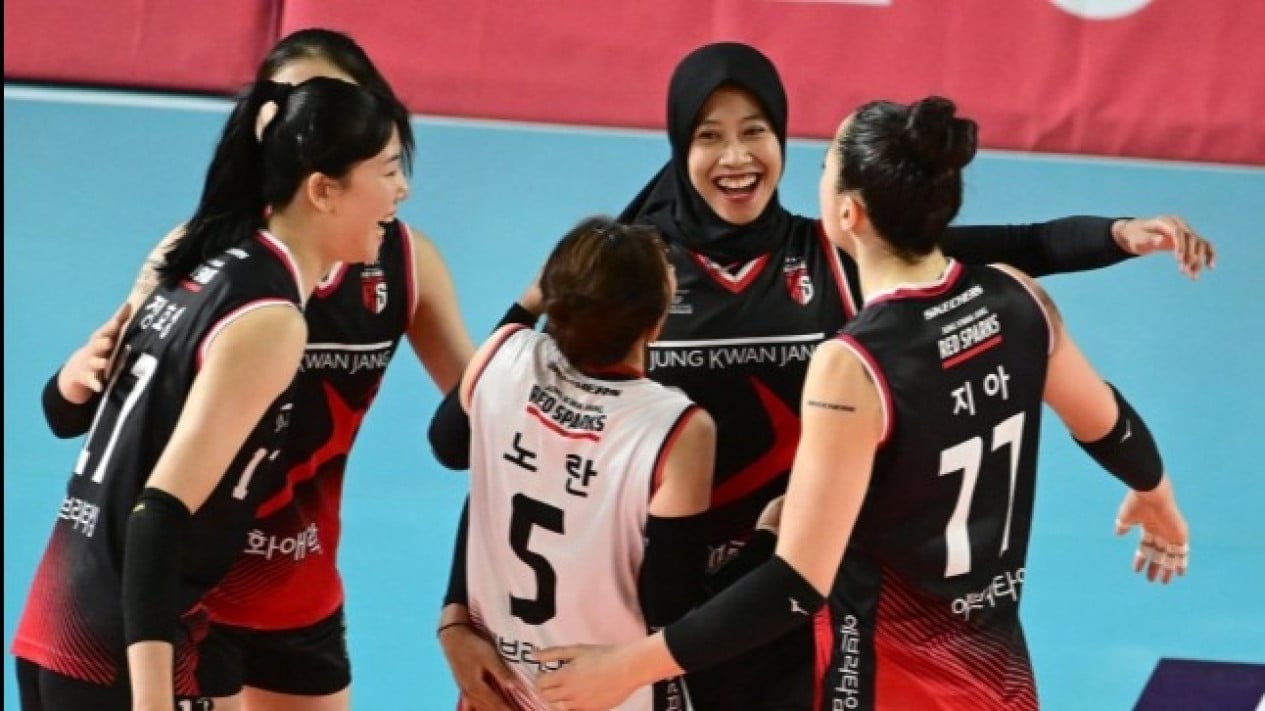 Di Liga Voli Putri Korsel, Megatron Antar Red Sparks Menang 3-2 Al Pappers Tim bola voli Korsel Red Sparks. Foto : Ist