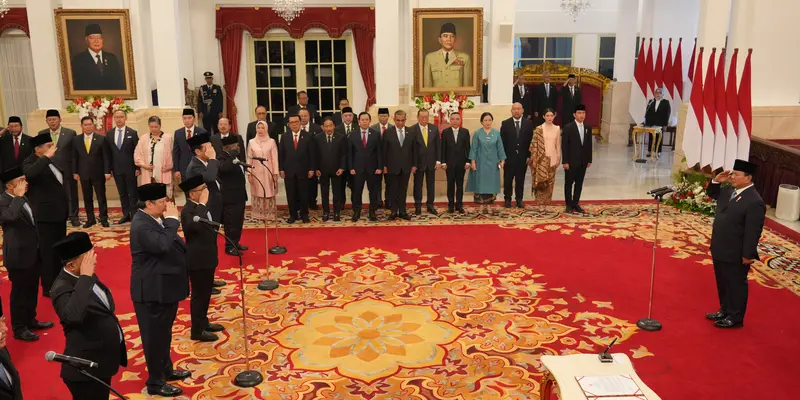 Presiden Prabowo Akan Menggelar Sidang Kabinet Perdana Sore Ini Pelantikan Menteri Kabinet Merah Putih oleh Presiden Prabowo. Foto : Ist