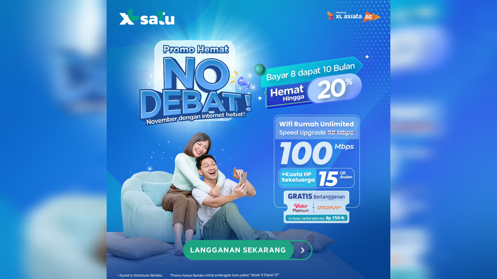 XL SATU Hadirkan Promo Super Hemat NO DEBAT untuk Pelanggan Baru Promo Super Hemat NO DEBAT. (Ist)