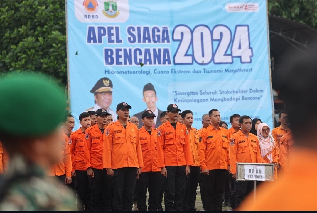 Pemprov Dorong Masyarakat Sadar Bencana BPBD provinsi dan kabupaten/kota, unsur TNI dan Polri, instansi vertikal terkait, serta para relawan mrngikuti Apel Siaga Bencana tingkat Provinsi Banten Tahun 2024.(yul)