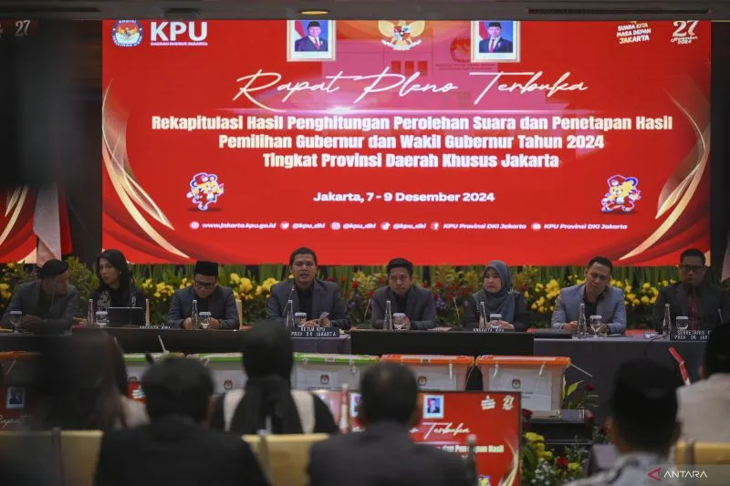 Pilgub Jakarta 1 Atau 2 Putaran Ditentukan Hari Ini Rapat pleno KPUD Jakarta. Foto : Ist