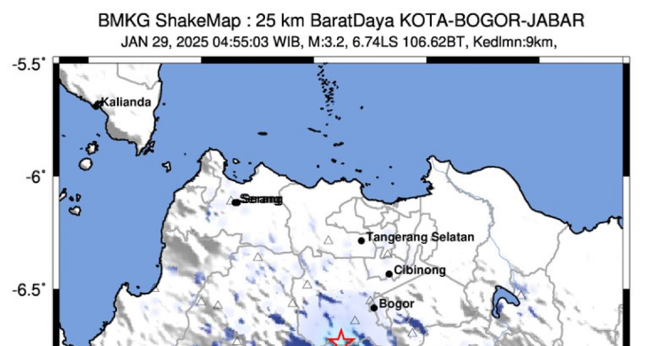 Gempa Menggetarkan Kota Bogor, Kedalaman 9 Km Foto : Ist