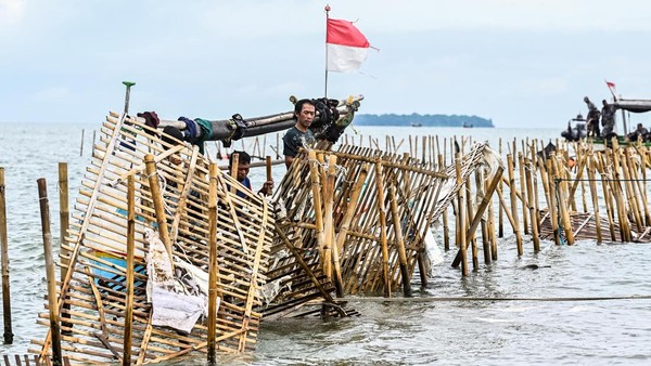 Pagar Di Pesisir Tangerang Mulai Dibongkar Foto : Ist