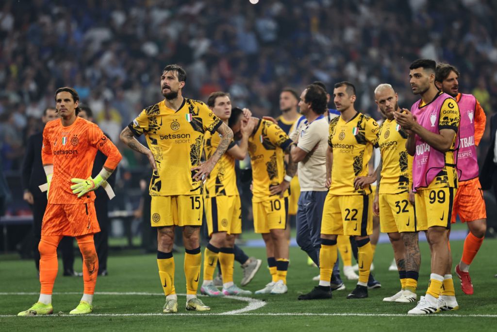Inter Milan Malah Gigit Jari Skuad Inter Milan tampak kecewa. Foto ; Ist