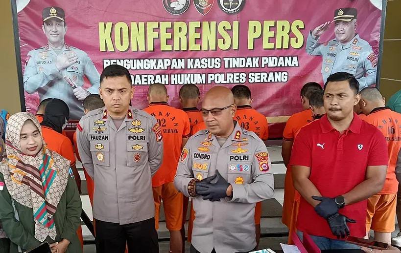 Polres Serang Ungkap 14 Kasus Pencabulan dalam Satu Minggu Kapolres Serang AKBP Condro Sasongko saat konferensi pers. Foto : Ist