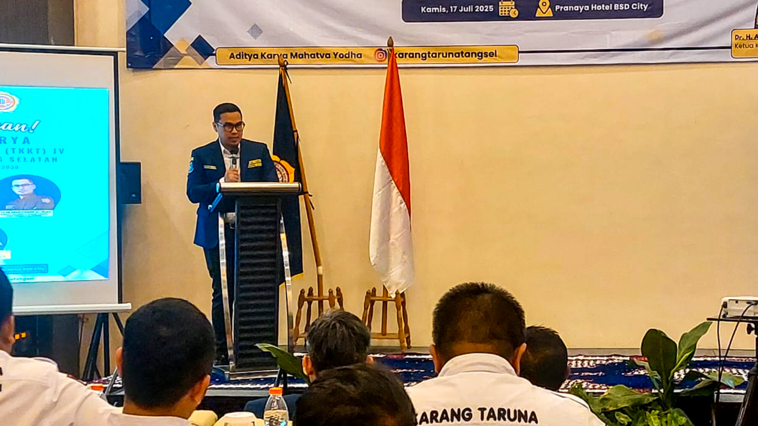 Aklamasi, Pilar Terpilih Jadi Nahkodai Karang Taruna Kota Tangsel 2025-2030 KETUA. Pilar Saga Ichsan terpilih menjadi ketua Karang Taruna Kota Tangsel, Kamis (17/7). (tangselpos.id/rmn)