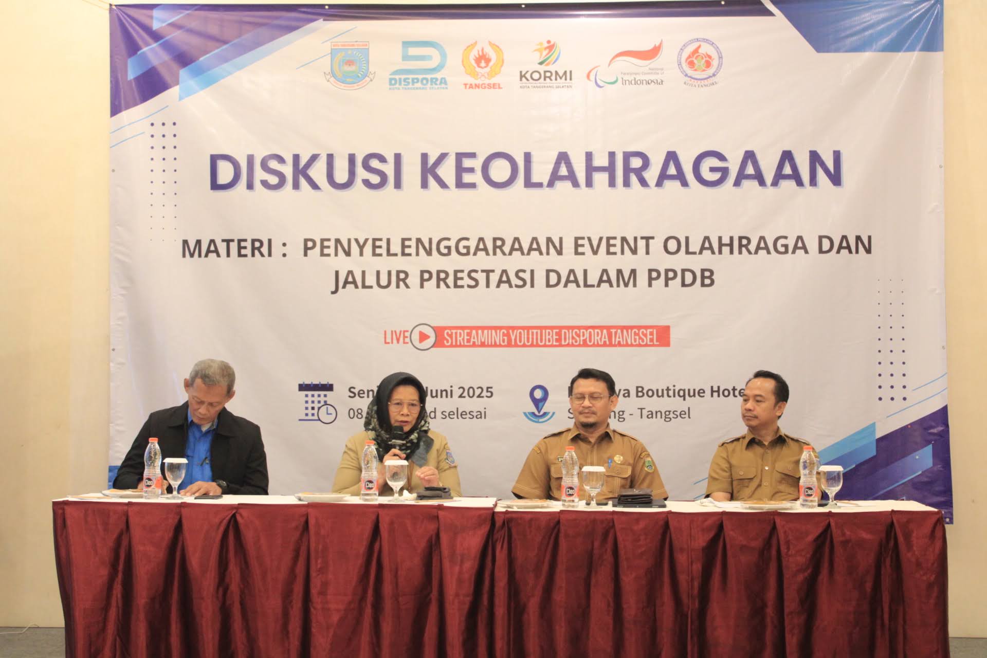 Dispora Segera Luncurkan SIDORA Dispora Tangsel menggelar diskusi keolahragaan dengan tema penyelenggaraan event olahraga dan jalur prestasi dalam PPDB. (Ist)