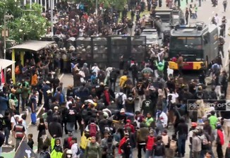 Demo di Gedung DPR pada Senin (25/8). Foto : Ist