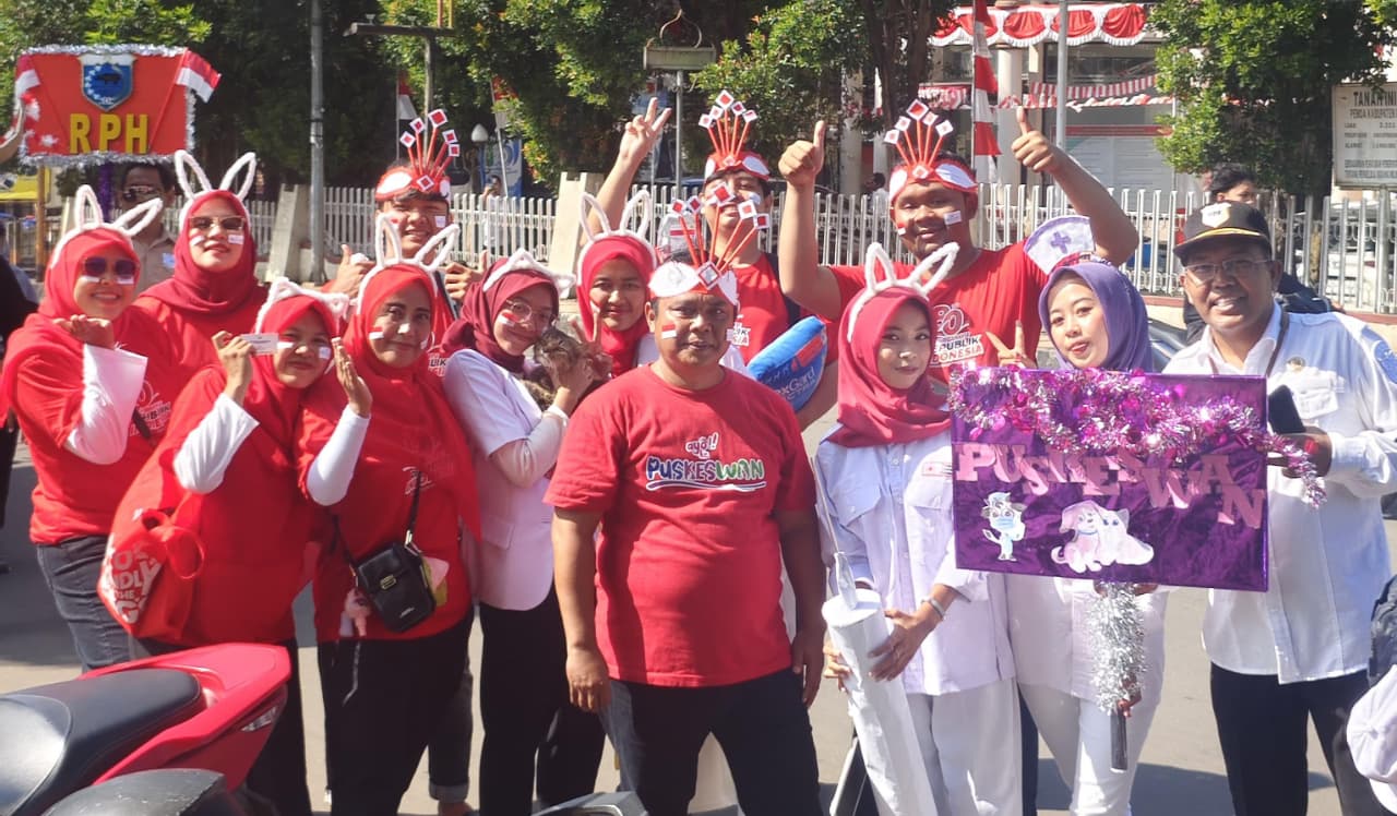 DPKP Pandeglang Gelar Karnaval Semarak HUT ke-80 RI Dalam rangka memeriahkan HUT ke-80 Republik Indonesia, Dinas Pertanian dan Ketahanan Pangan (DPKP) Kabupaten Pandeglang menggelar karnaval meriah, Rabu (13/8/2025).(Istimewa)