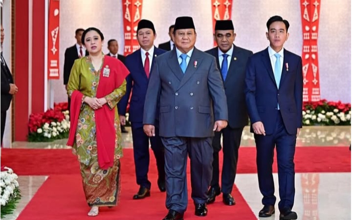 Presiden Prabowo dan Wapres Gibran saat hadir di Gedung DPR/MPR. Foto : Ist