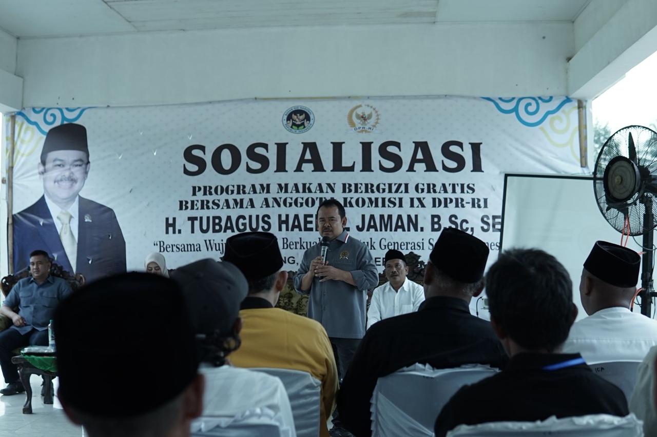 Sosialisasi program Makan Bergizi Gratis (MBG) di Alun-alun Kecamatan Pabuaran, Kabupaten Serang, Selasa (16/9/2025).(Istimewa)