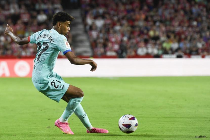 Barcelona Ditahan Rayo Vallecano, Lamine Yamal Jadi Penyelamat Lewat Penalti Bomber Barca Lamine Yamal. Foto : Ist