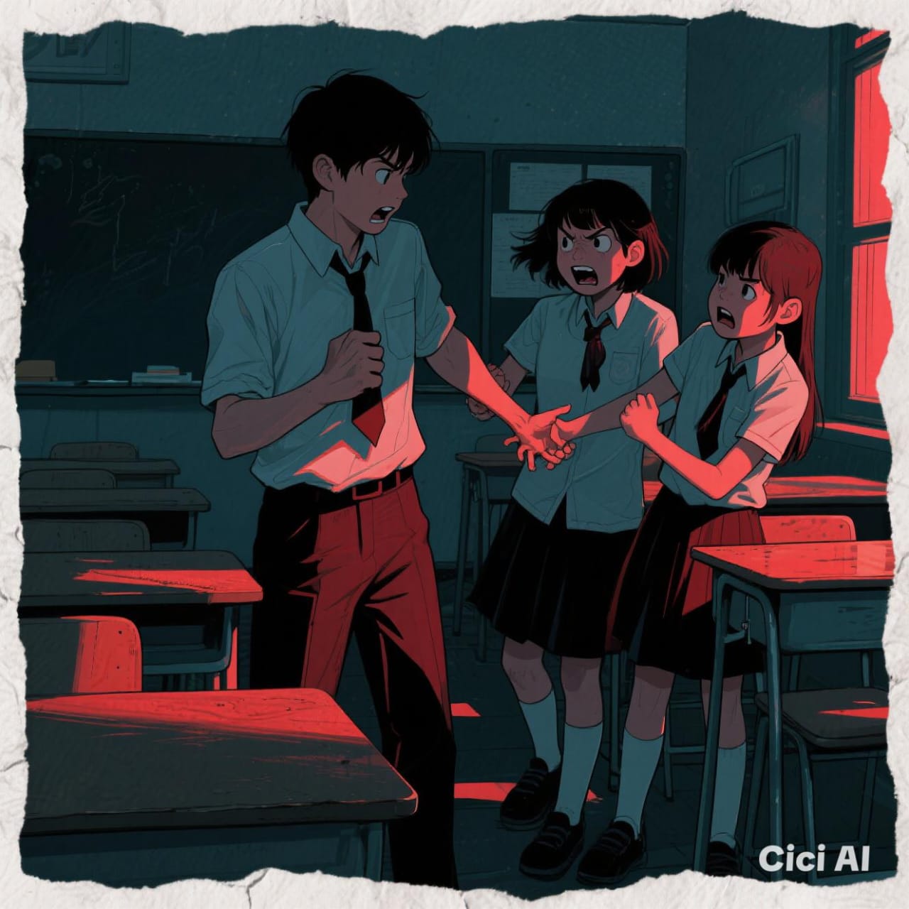 Ilustrasi perundungan.(Cici AI)