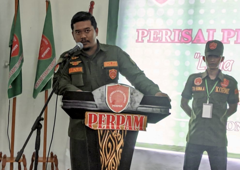 Ketua DPW Perpam Banten Kecam Ucapan Oknum Pendemo Ketua DPW Perpam Provinsi Banten, Erland Felany Fazry sedang memberikan sambutan disalah satu acara internal Perpam, beberapa waktu lalu