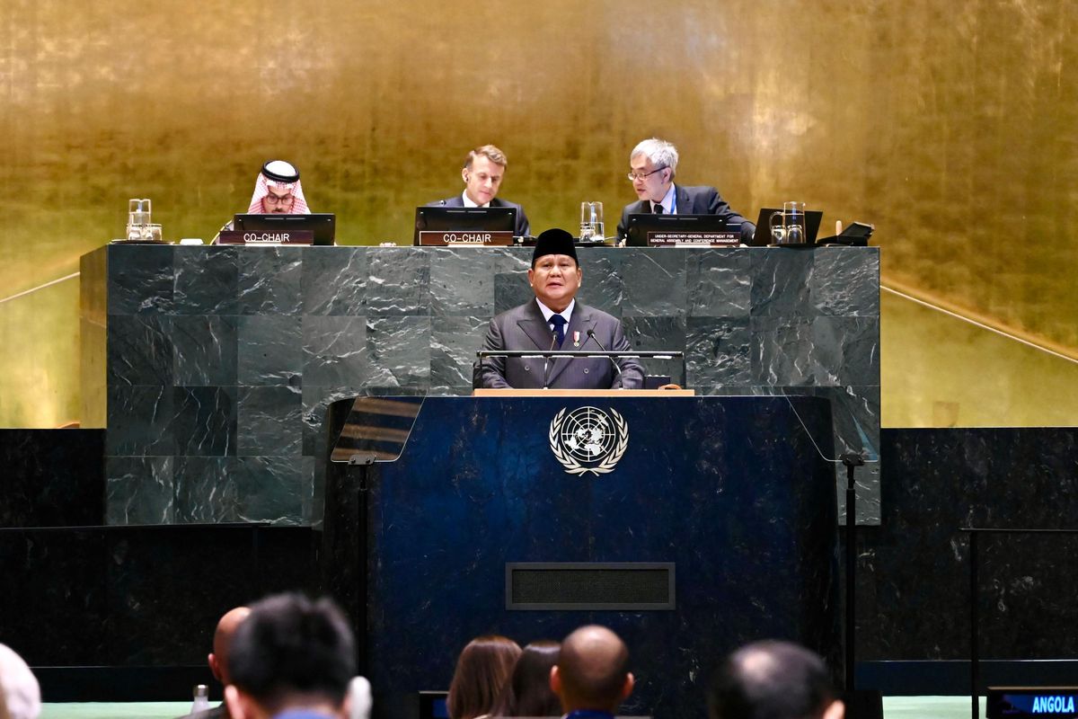 Presiden Prabowo saat pidato di Sidang Umum PBB ke 80 di New York. Foto : Ist