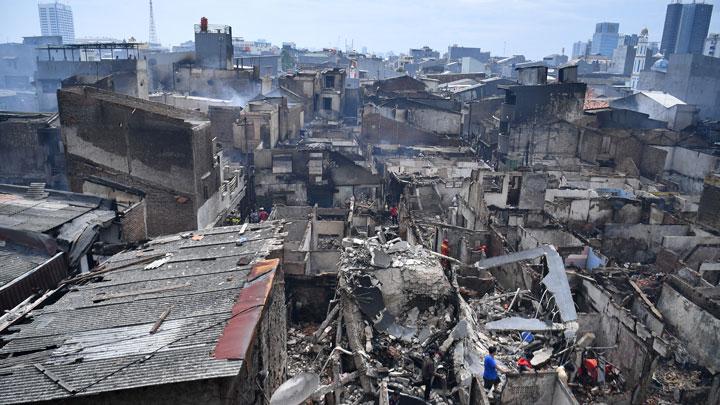 Kebakaran Kelurahan Tangki, di Kecamatan Taman Sari, Jakarta Barat. Foto : Ist