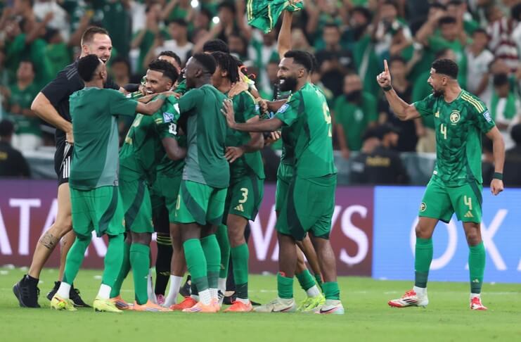 Selebrasi Skuad Arab Saudi usai berhak melaju ke Piala Dunia 2026. Foto : Ist