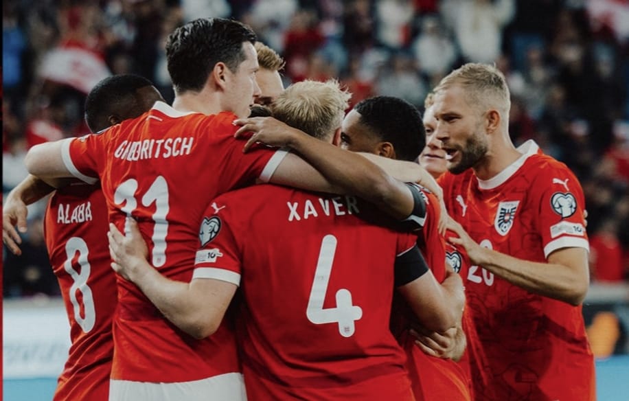 Skuad Austria saat mencukur San Marino 10-0. Foto : Ist