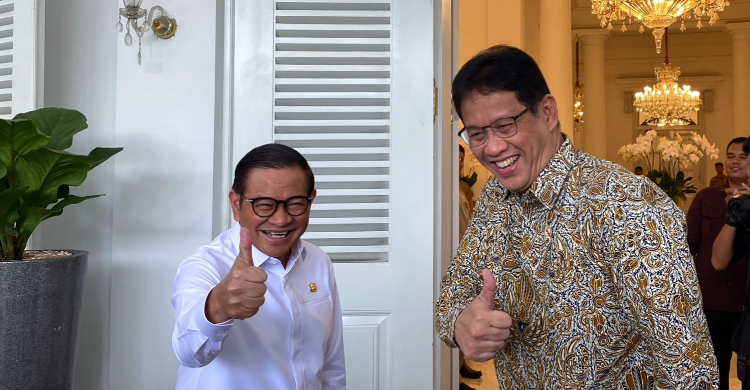 Gubernur Pramono saat menerima kedatangan Menkeu Purbaya di Balai Kota. Foto : Ist