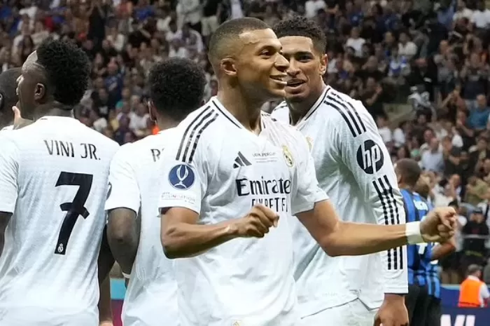 Mbappe Antar Real Madrid Kembali Ke Puncak Klasemen Selebrasi Mbappe usai membobol gawang Getafe. Foto : Ist