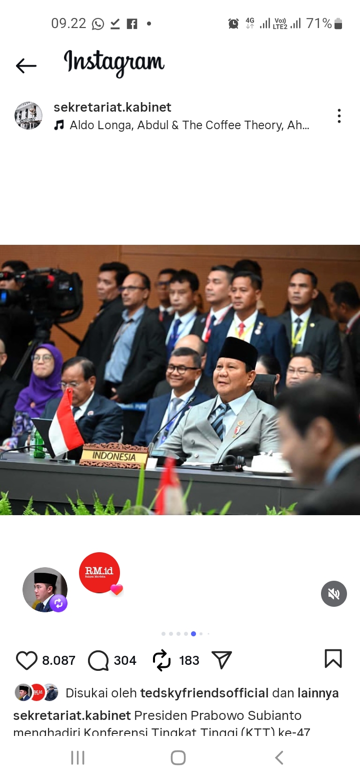 Pidato Presiden di KTT ke-47 ASEAN: Persatuan Modal Utama Hadapi Konflik Global Prediden Prabowo saat hadir di KTT ke-47 ASEAN. Foto : IG