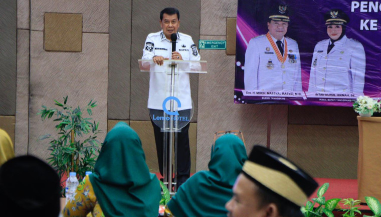 Bupati Tangerang, Moch. Maesyal Rasyid, saat menghadiri  seminar bertajuk ‘Penguatan Transisi Prasekolah ke SD: Menyikapi Wajib Belajar 13 Tahun di Kabupaten Tangerang’.