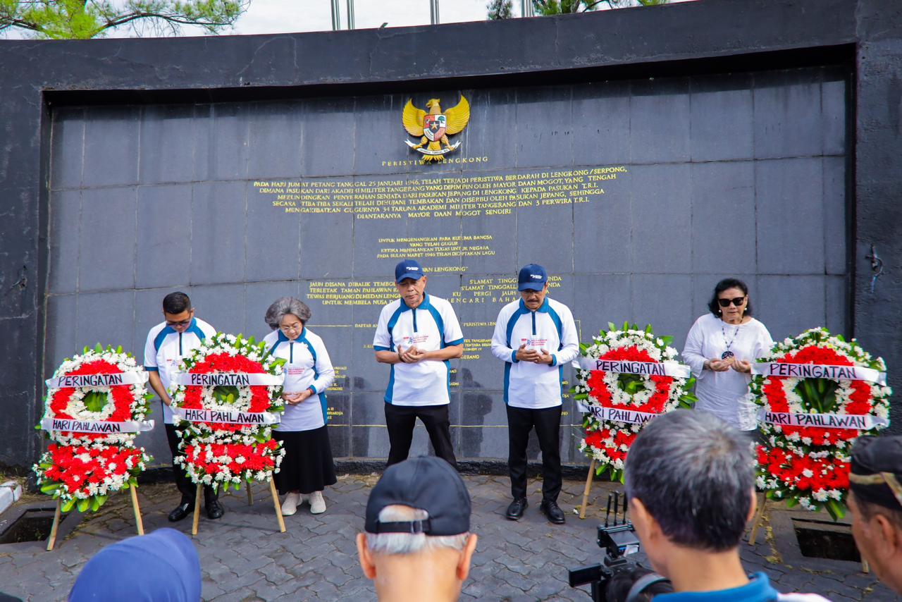 Menteri Sosial RI Saifullah Yusuf atau yang akrab disapa Gus Ipul saat mengenang tragedi pertempuran Lengkong di Serpong Utara, Kamis (13/11).