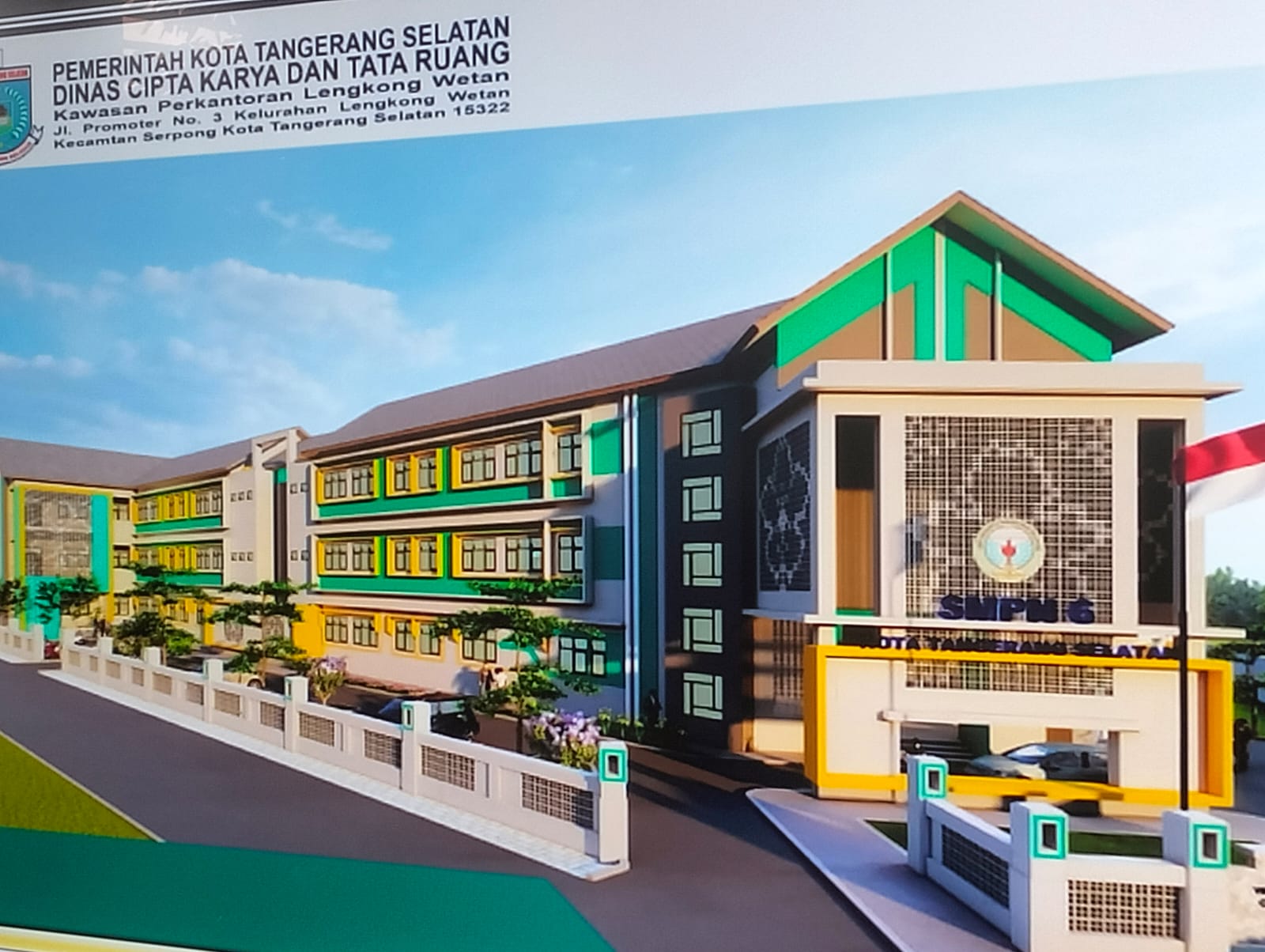 SEKOLAH. Desain baru pembangunan SMPN 6 Tangsel di Ciputat, Selasa (25/11)